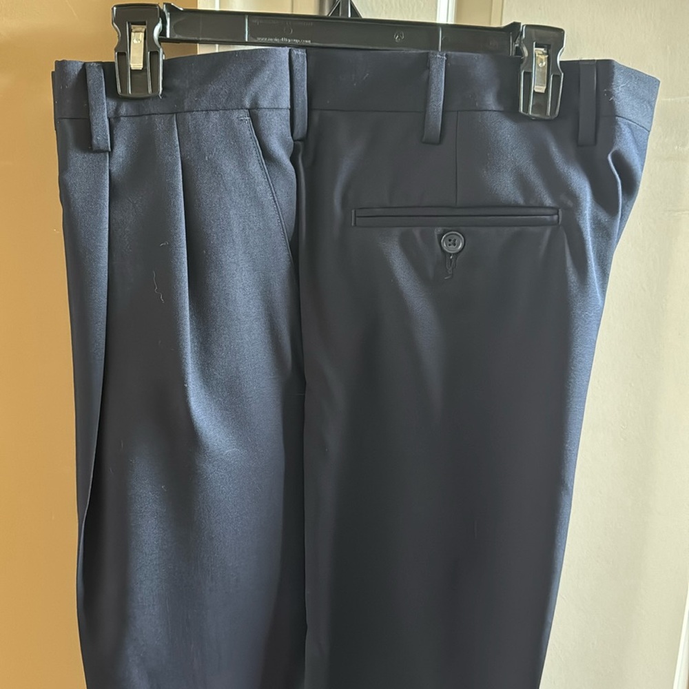 Paul Fredrick Navy Dress slacks with cuff. 36W-33L. Never worn.